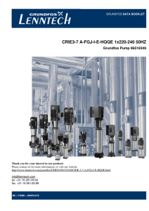 CRIE3-7 A-FGJ-I-E-HQQE 1x220-240 50HZ Grundfos Pump 96518349