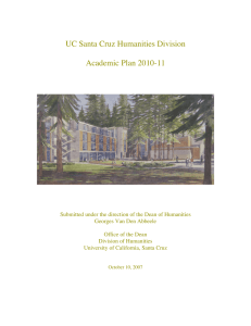 UC Santa Cruz Humanities Division Academic Plan 2010-11