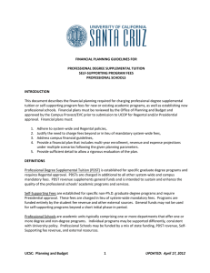   FINANCIAL PLANNING GUIDELINES FOR  PROFESSIONAL DEGREE SUPPLEMENTAL TUITION  SELF‐SUPPORTING PROGRAM FEES  