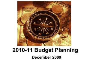 2010-11 Budget Planning December 2009