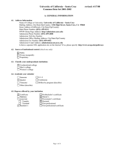 University of California – Santa Cruz  revised: 4/17/08 Common Data Set 2001-2002