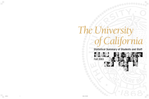 The University of California Fall 2003 Statistical Summary of Students and Staff