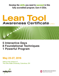 Lean Tool Awareness Certificate 5 Interactive Days 8 Foundational Techniques