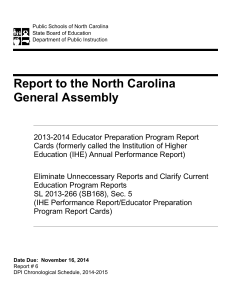 Report to the North Carolina General Assembly