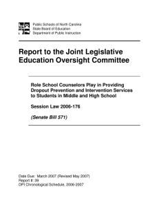 Report to the Joint Legislative Education Oversight Committee