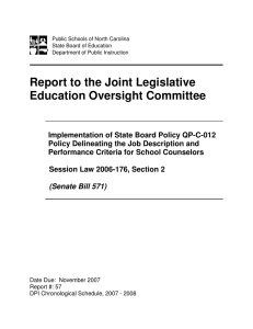 Report to the Joint Legislative Education Oversight Committee