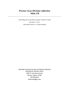 Warner Gear Division collection MSS.178