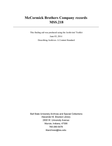 McCormick Brothers Company records MSS.218