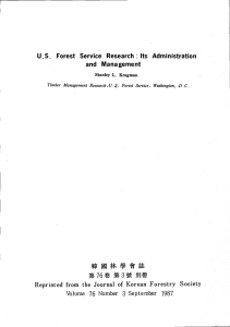 US. Forest Service Research : Its Administration and Management