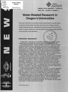 Oregon's Universities Water-Related Research in £3I