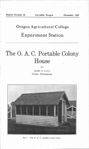 The 0. A. C. Portable Colony House Experiment Station Oregon Agricultural College