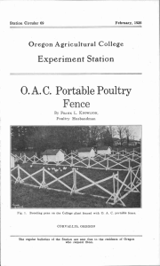 0. A. C. Portable Poultry Fence Experiment Station Oregon Agricultural College