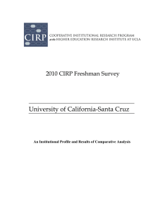 University of California-Santa Cruz 2010 CIRP Freshman Survey