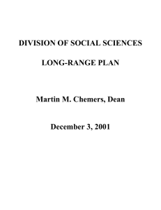 DIVISION OF SOCIAL SCIENCES LONG-RANGE PLAN  Martin M. Chemers, Dean