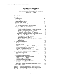 Long-Range Academic Plan  December 3, 2001