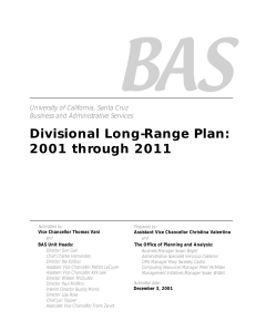BAS Divisional Long-Range Plan: 2001 through 2011 University of California, Santa Cruz