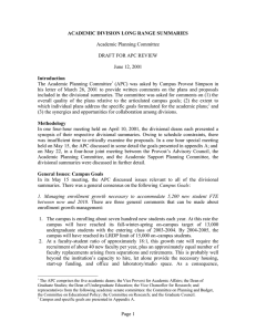 Academic Planning Committee DRAFT FOR APC REVIEW June 12, 2001