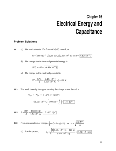 Electrical Energy and Capacitance Chapter 16 (