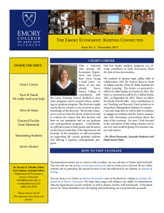 The Emory Economist: Keeping Connected CHAiR’s CoRneR inside tHe issue