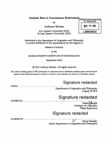 Queen's Analytic  Bias  in Coocurrence  Restrictions SEP  18