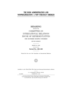 ( THE BUSH ADMINISTRATION AND NONPROLIFERATION: A NEW STRATEGY EMERGES HEARING