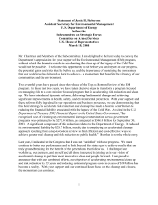 Statement of Jessie H. Roberson Assistant Secretary for Environmental Management