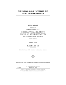 ( THE U.S.-INDIA GLOBAL PARTNERSHIP: THE IMPACT ON NONPROLIFERATION HEARING