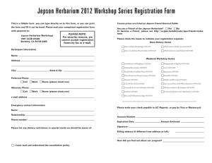 Jepson Herbarium 2012 Workshop Series Registration Form
