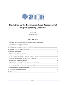 Guidelines for the Development and Assessment of Program Learning Outcomes
