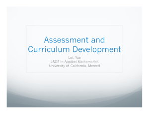 Assessment and Curriculum Development Lei, Yue LSOE in Applied Mathematics