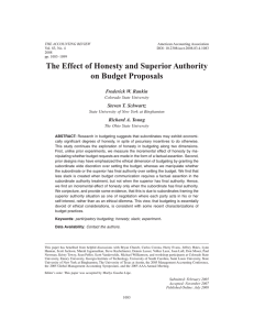 The Effect of Honesty and Superior Authority on Budget Proposals