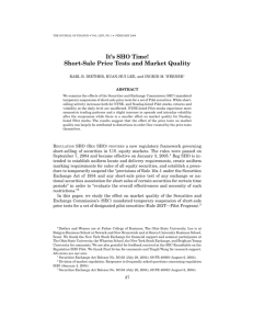 It’s SHO Time! Short-Sale Price Tests and Market Quality ABSTRACT