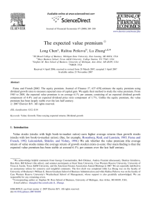 The expected value premium ARTICLE IN PRESS Long Chen , Ralitsa Petkova