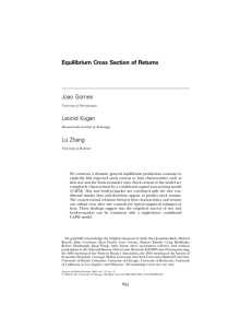 Equilibrium Cross Section of Returns Joao Gomes Leonid Kogan Lu Zhang