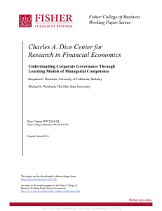 Charles A. Dice Center for Research in Financial Economics Working Paper Series