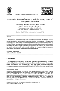 Asset  sales, firm  performance,  and  the ... managerial  discretion
