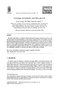 ECDNOMICS Leverage, investmcmt, and  firm  growth