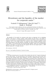 Divestitures and the liquidity of the market for corporate assets FrederikP. Schlingemann