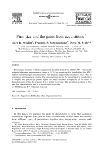 Firm size and the gains from acquisitions ARTICLE IN PRESS