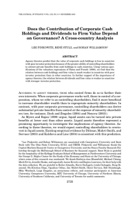 Does the Contribution of Corporate Cash on Governance? A Cross-country Analysis