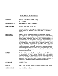 RECRUITMENT ANNOUNCEMENT  POSITION: SOCIAL WORKER III (293-40-2102)
