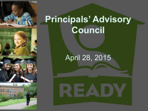 Principals’ Advisory Council April 28, 2015