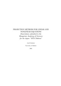 PROJECTION METHODS FOR LINEAR AND NONLINEAR EQUATIONS Dissertation submitted to the