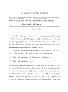 appr Redacted for Privacy AN ABSTRACT OF THE THESIS OF