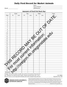 Daily Feed Record for Market Animals