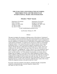 THE EVOLUTION AND INTERACTION OF NORMS: INTERNATIONAL TRADE AND INTEGRATION