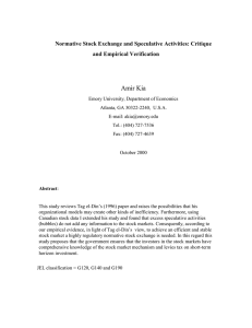 Amir Kia Normative Stock Exchange and Speculative Activities: Critique and Empirical Verification