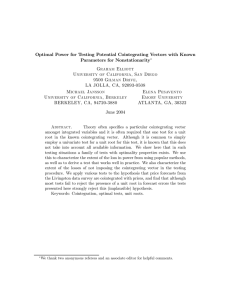 Optimal Power for Testing Potential Cointegrating Vectors with Known Graham Elliott