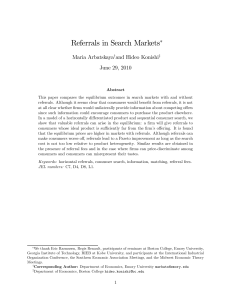 Referrals in Search Markets ∗ Maria Arbatskaya and Hideo Konishi