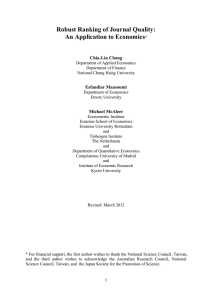 Robust Ranking of Journal Quality: An Application to Economics  Chia-Lin Chang